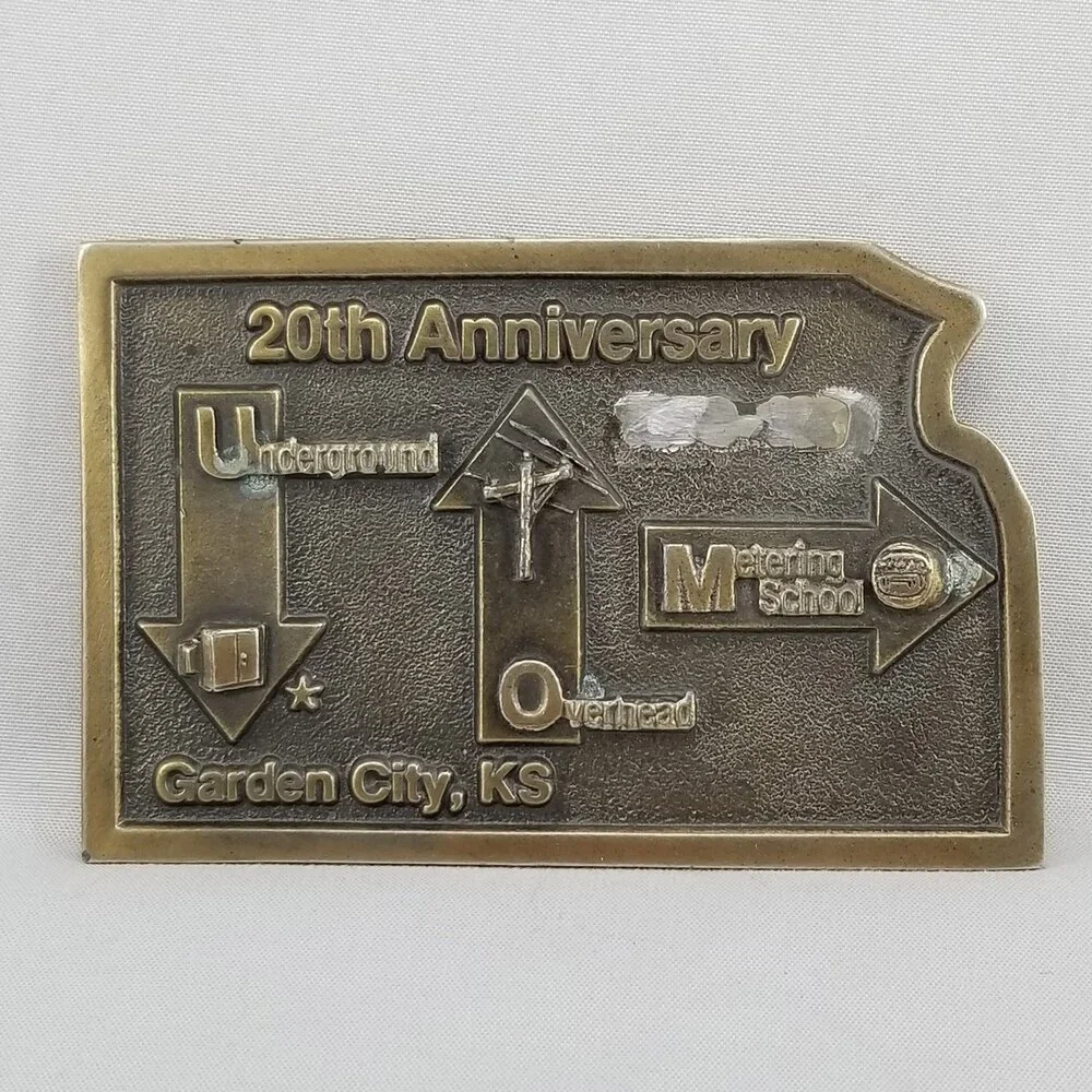 Belt Buckle Brass 20th Anniversary Underground Overhead Metering School‎